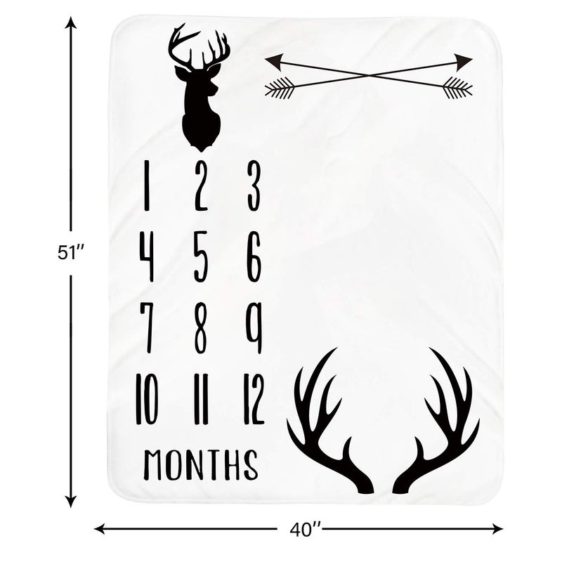 Tebaby Baby Monthly Milestone Blanket Boy - Deer Newborn Month Blanket Neutral Personalized Shower Gift Woodland Nursery Decor Photography Background Prop with Frame Large 51''x40'' - Image 2